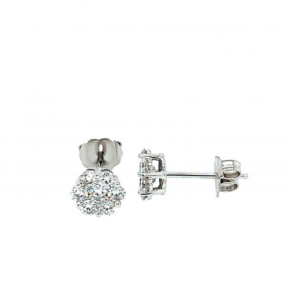 Hvitt gull rosett ørepynt m/diamanter 0,72ct