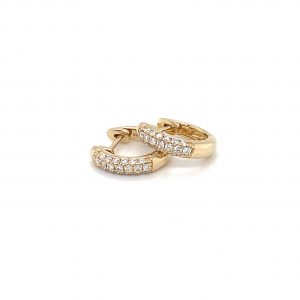 Gult gull øreringer m/ 3 rader diamanter 0,32ct