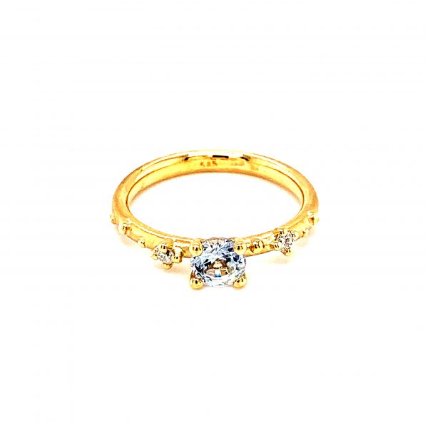 Shine ring hvit safir og diamanter