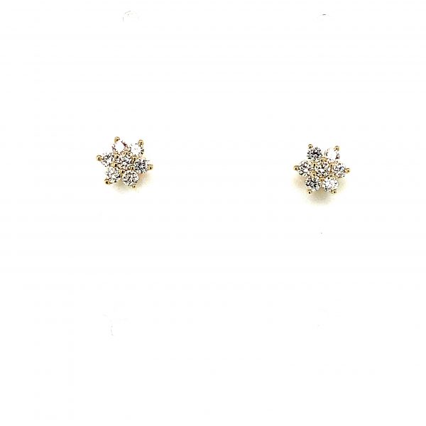 Gull stjerne ørepynt m/ diamanter 0,24ct