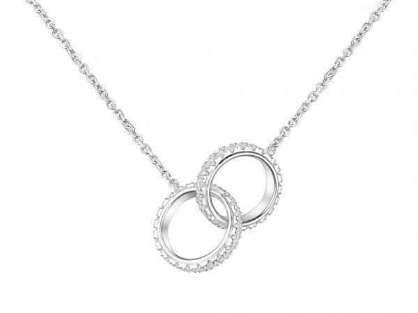 Hvitt gull anheng "2ringer" m/ diamanter - Bilde 2