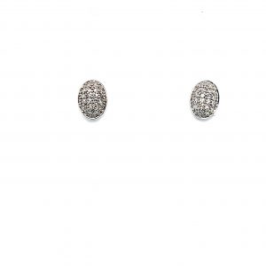 Oval pave´ hvitt gull ørepynt m/ diamanter 0,13ct