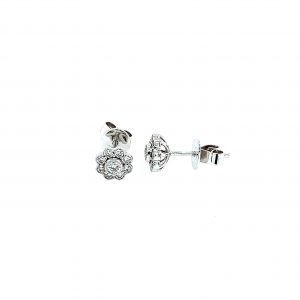 Hvitt gull rosett ørepynt m/diamanter 0,35ct