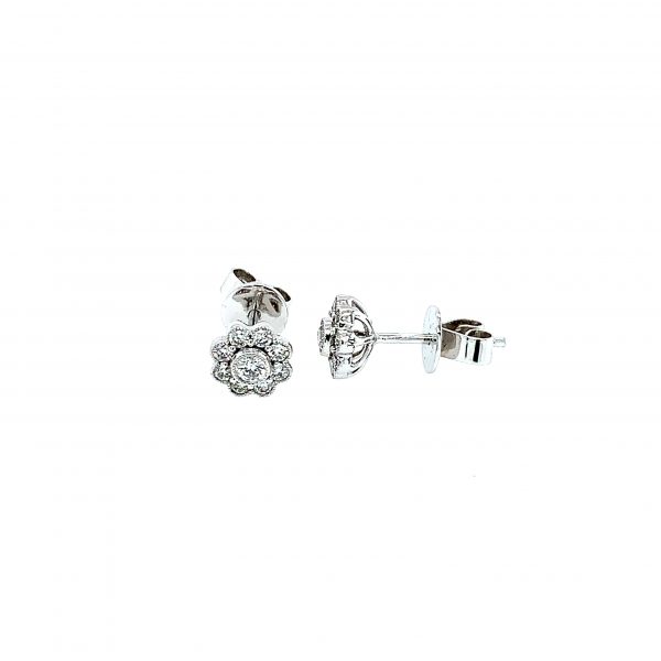 Hvitt gull rosett ørepynt m/diamanter 0,35ct