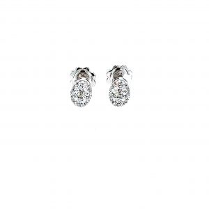 Hvitt gull ørepynt oval pave´fattet diamanter
