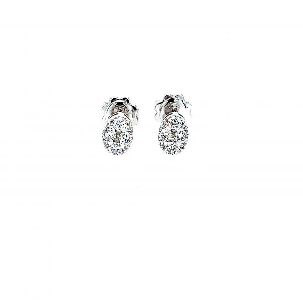 Hvitt gull ørepynt oval pave´fattet diamanter