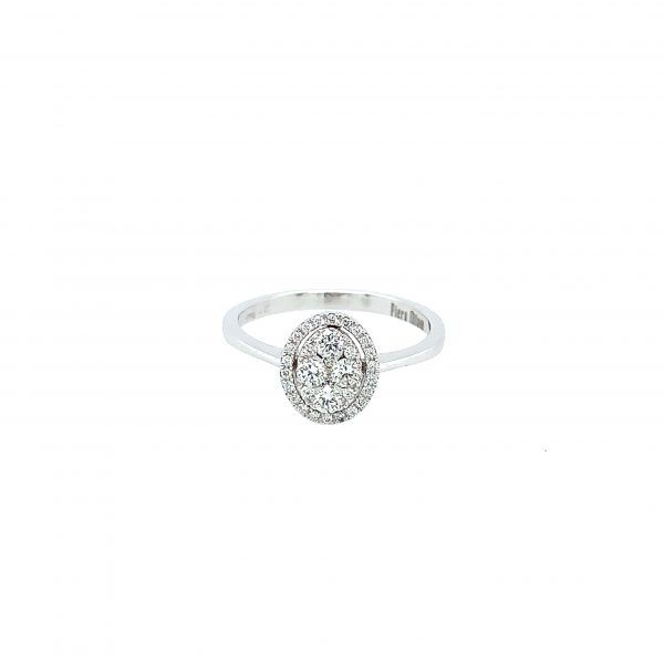 Halo hvitt gull ring m/ diamanter