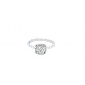 Halo hvitt gull ring m/ diamanter 0,30ct