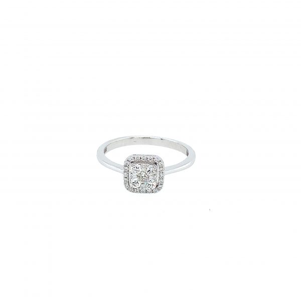 Halo hvitt gull ring m/ diamanter 0,30ct