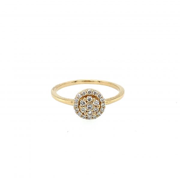 Gult gull rosett ring m/ T0,23ct diamanter