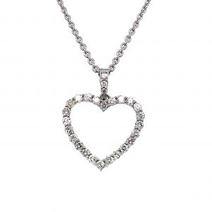 Hvitt gull diamanthjerte 0,57ct