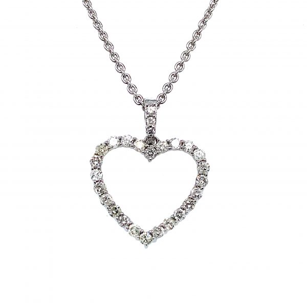 Hvitt gull diamanthjerte 0,57ct