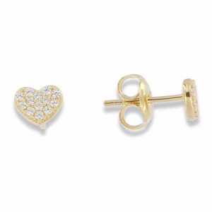 Heart ear stud forgylt