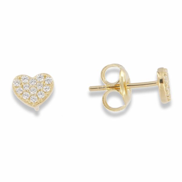 Heart ear stud forgylt