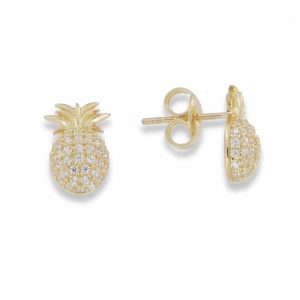 Pineapple ear stud forgylt