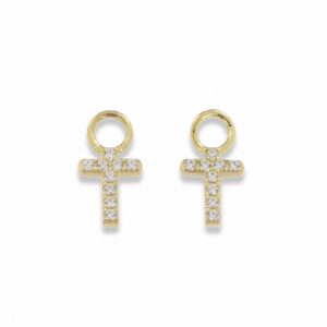Cross ear charm forgylt