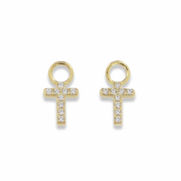 Cross ear charm forgylt