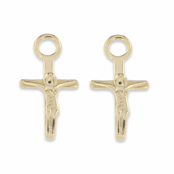 Cross crucifix ear charm forgylt