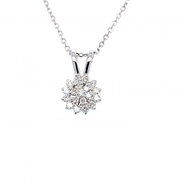 Hvitt gull rosett anheng diamanter-Snowflake Liten