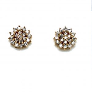 Gult gull rosett ørepynt diamanter-Snowflake