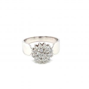 Hvitt gull rosett ring m/ diamanter-Snowflake