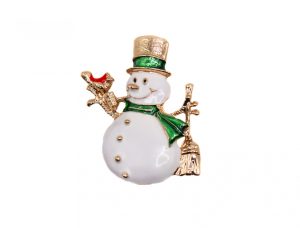 White Snowman brooch