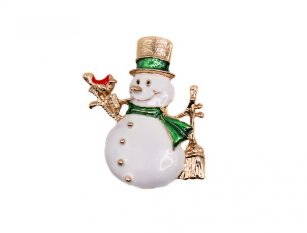 White Snowman brooch