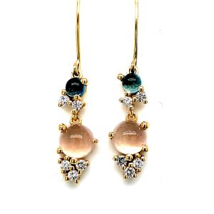 Stellini Ørepynt krok m/ rosa quartz og london blue topaz