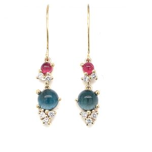 Stellini Ørepynt krok m/turmalin og london blue topaz