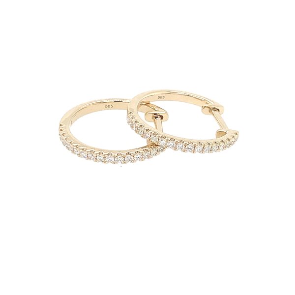 Gult gull øreringer m/ diamanter 0,19ct - Bilde 2
