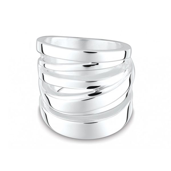 Ribbon sølv ring bred