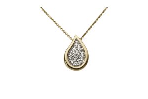Gult gull dråpe pave´anheng m/ diamanter 0,09ct