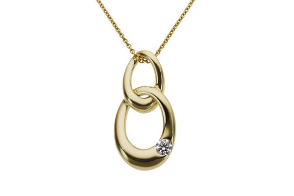 Gult gull panser anheng m/ diamant