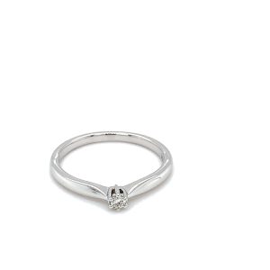 Hvitt gull enstens ring m/ diamant 0,05ct TW SI