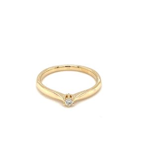 Gult gull enstens ring m/ diamant 0,05ct TW SI
