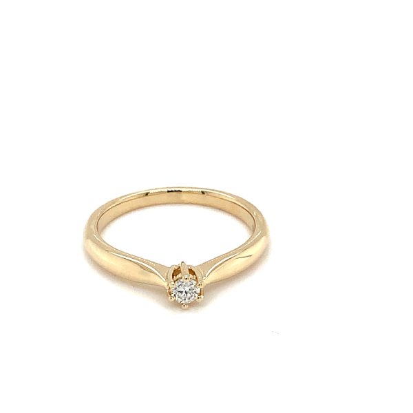 Gult gull enstens ring m/ diamant 0,10ct TW SI