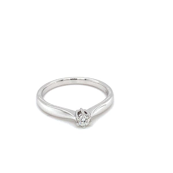 Hvitt gull enstens ring m/ diamant 0,10ct TW SI