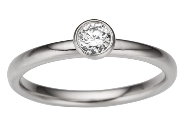 Hvitt gull enstens ring sariefattet m/ diamant 0,25ct WSi
