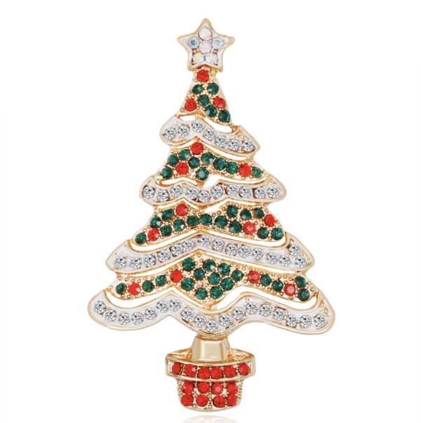 Christmas crystal tree brooch