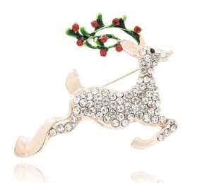 Flying reindeer brooch