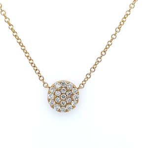 Gult gull rosett anheng m/ diamanter inkl kjede
