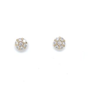 Gult gull rosett ørepynt m/ diamanter 0,57ct