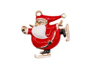 Skating Santa Claus brooch