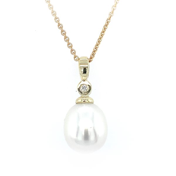 Gull perleanheng m/ diamant
