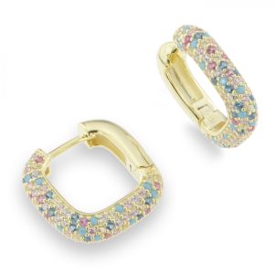 Piper sølv forgylt creol m/ Pastel multicolour cz
