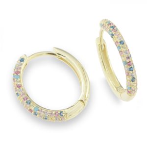 Pippa Grande sølv forgylt creol m/ Pastel multicolour cz