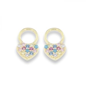 Heart charm forgylt multicolour