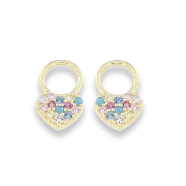 Heart charm forgylt multicolour