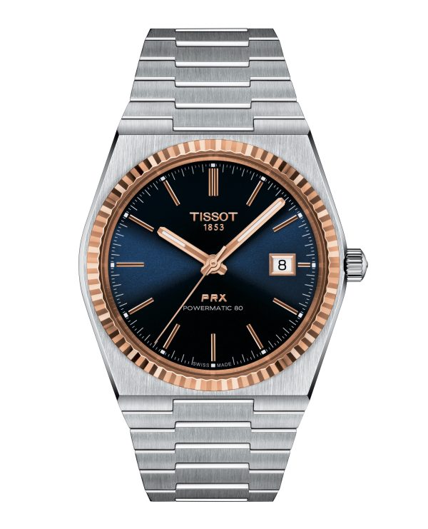 TISSOT PRX 40mm Stål-Gull Powermatic 80 Blå