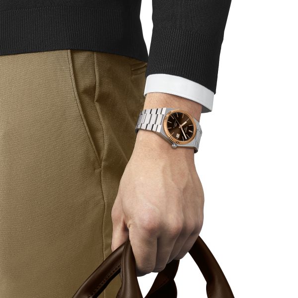 TISSOT PRX 40mm Stål-Gull Powermatic 80 Brun - Bilde 3
